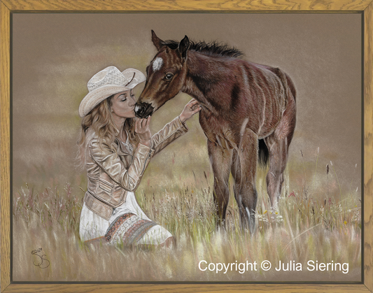 Kunstdruck Leinwand gerahmt "A Cowgirl's Kiss"