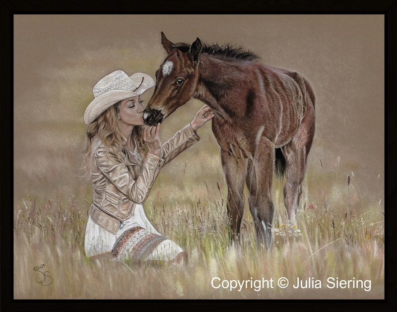 Kunstdruck Leinwand gerahmt "A Cowgirl's Kiss"