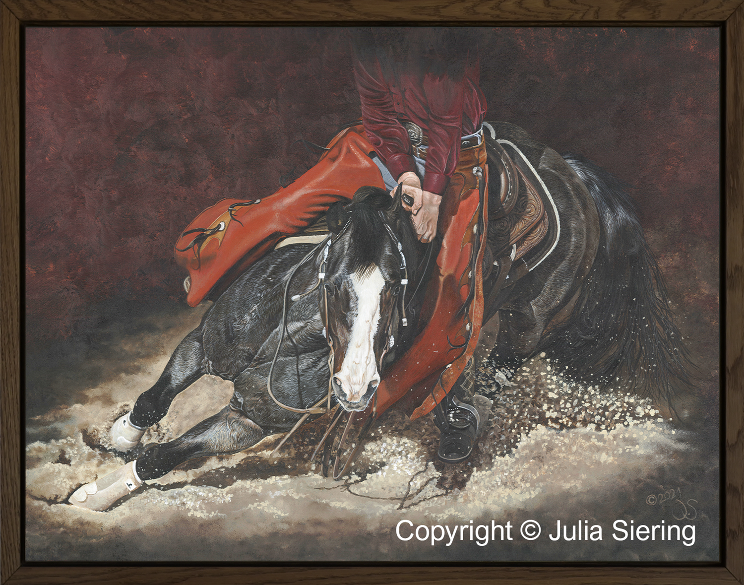 Kunstdruck Leinwand gerahmt "Roan Cutting Horse"