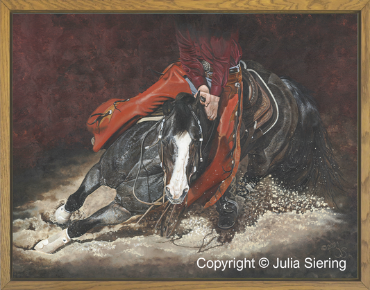 Kunstdruck Leinwand gerahmt "Roan Cutting Horse"