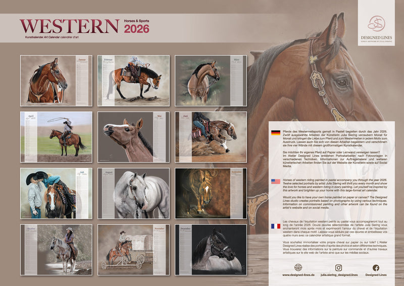 Western Horses & Sports Kunstkalender 2026