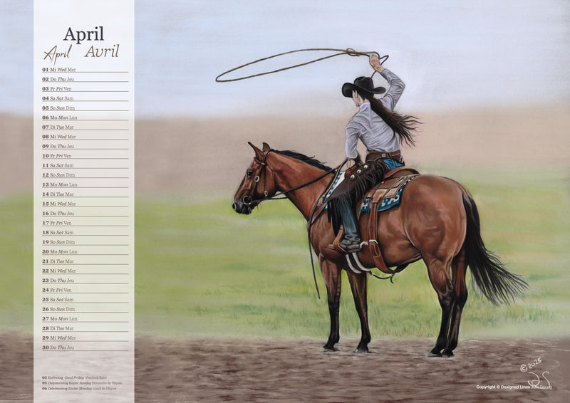Western Horses & Sports Kunstkalender 2026