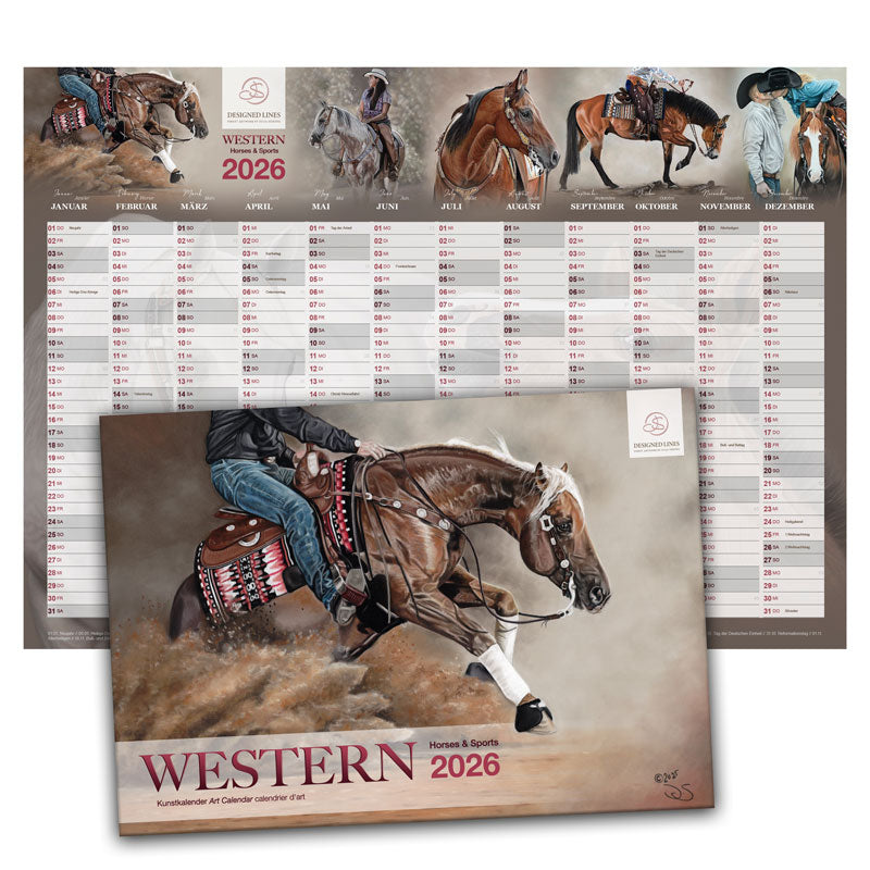 Western Horses & Sports Kunstkalender 2026 im Set