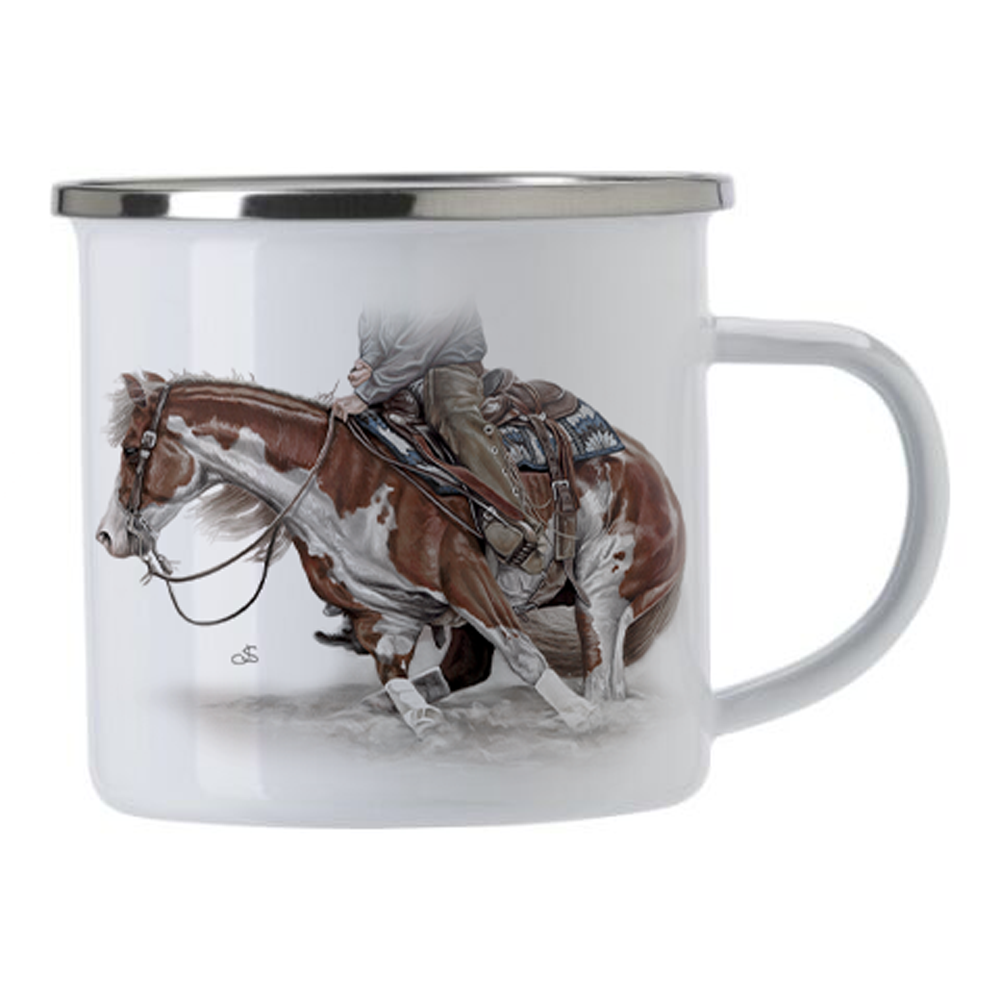 Emaille Tasse "Cutting Paint Horse"