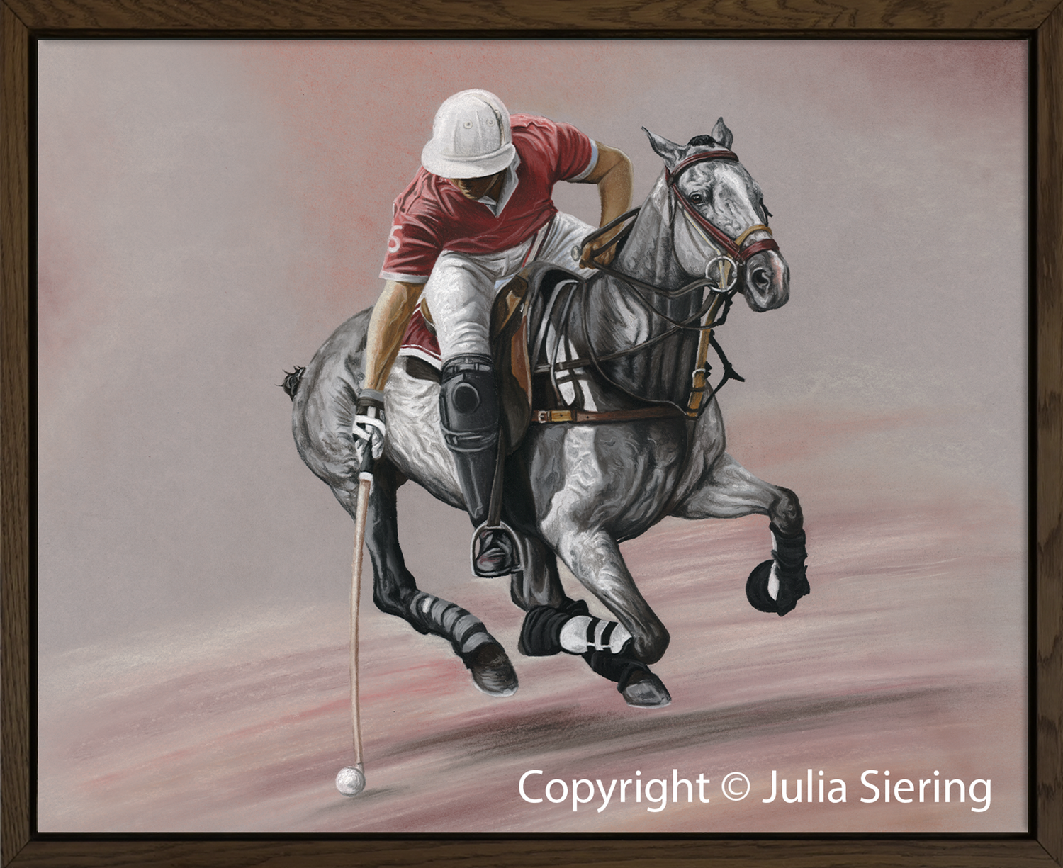 Kunstdruck Leinwand gerahmt "Grey Polo Horse"